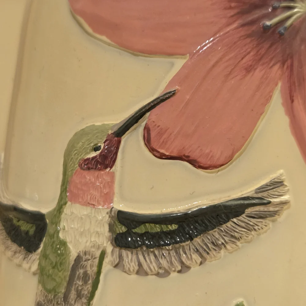 Hummingbird Floral Ceramic Vase - Toothbrush Holder Flower Vase
